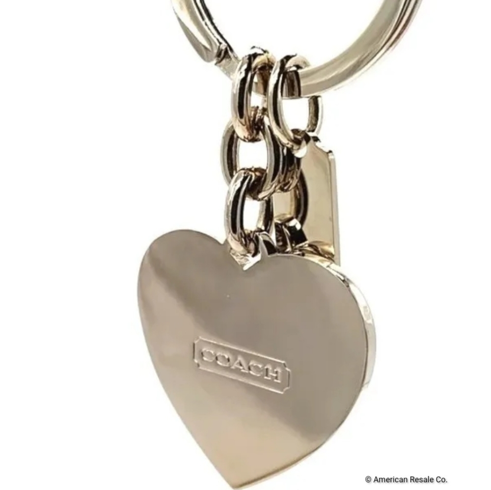 COACH Vintage Green Enamel Heart Keychain Fob - Picture 4 of 7